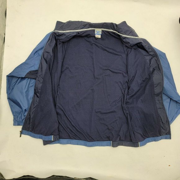 Reebok Mens Windbreaker Jacket Spellout Logo Blue White Stripes Size XL - Picture 3 of 9